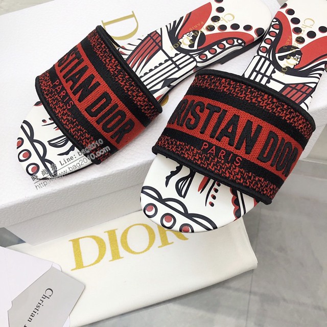 Dior迪奧2022新色早春新款提花刺繡涼拖鞋 dx2999